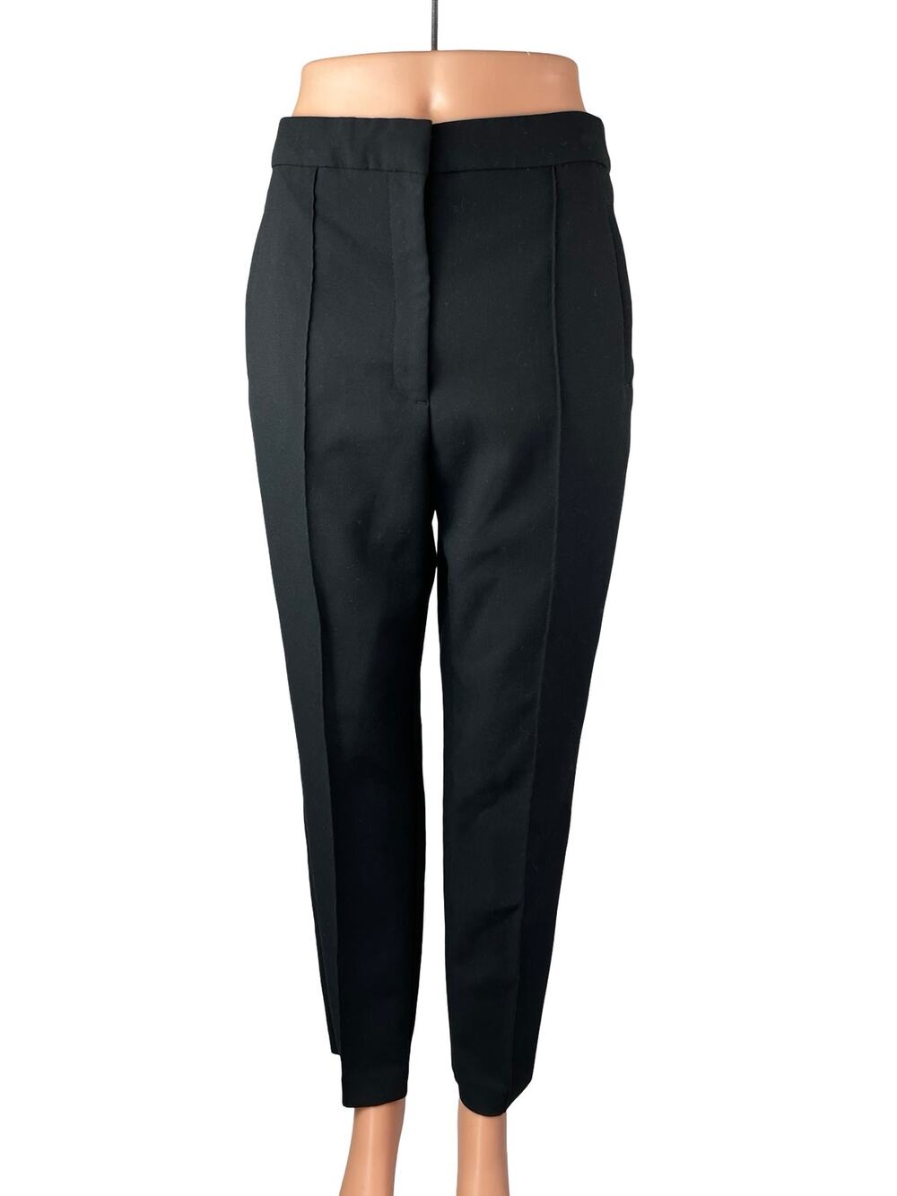Zara Womens Black High Waisted Pintuck Straight Leg Trousers Dress Pants Size M